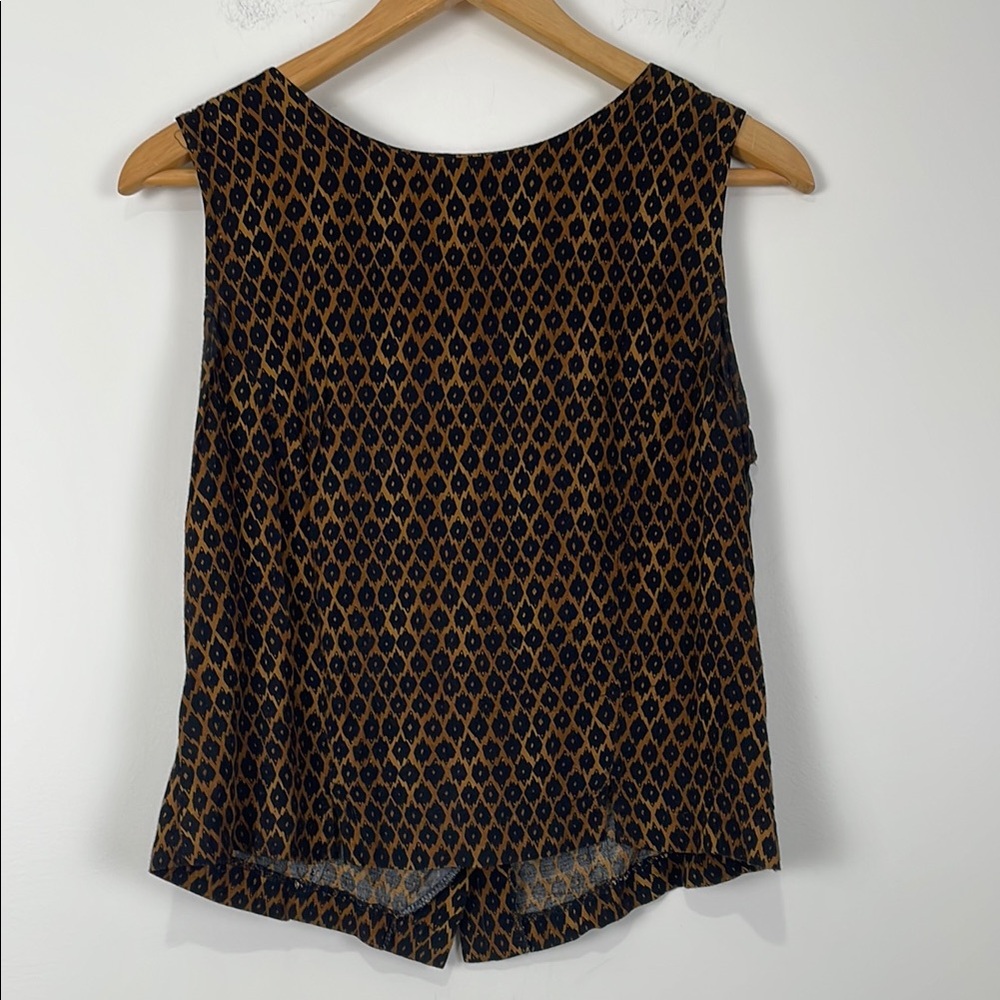 Intriguing Threads Women’s Medium Vintage Blouse Black Brown Button Back